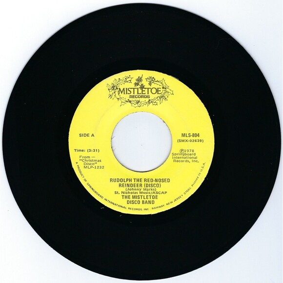 Mistletoe Disco Band - Rudolph The Red-Nosed Reindeer VG+ 45 RPM Disco Vinyl '78 - Picture 1 of 2
